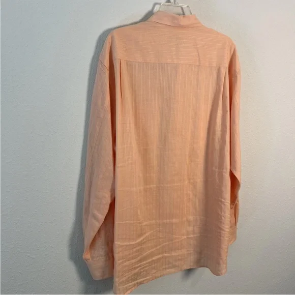 Tommy Bahama Men’s Large Striped Light Orange Linen Blend Button Up Shirt - Picture 11 of 14